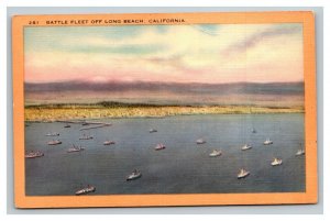 Vintage 1940's Postcard WW2 US Navy Battle Fleet Coast of Long Beach California