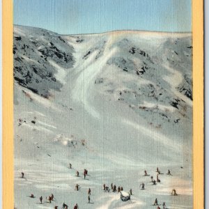 1938 White Mountains, N.H Springs Skiing Tuckerman Ravine Crowd Linen Teich A218