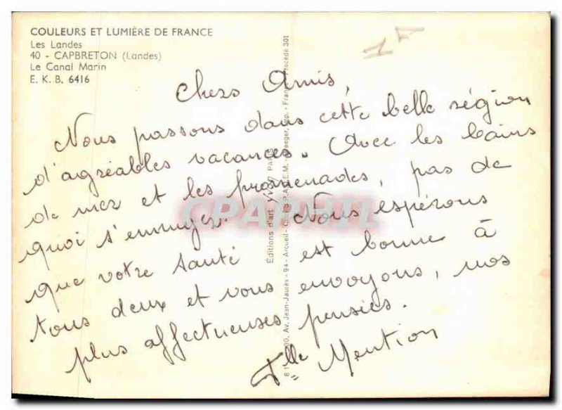 Modern Postcard The Landes Capbreton Canal Marin