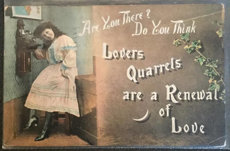 Vintage Postcard Used Woman/telephone “Are you there?...”  LB