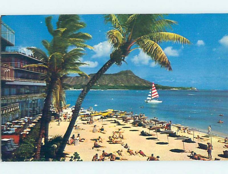 Unused Pre-1980 BEACH SCENE Waikiki - Honolulu Hawaii HI G5622