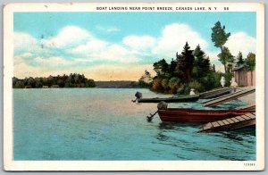 Canada Lake New York 1932 Postcard Boat Landing Near Point Breeze