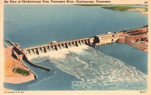 Vintage Postcard Air View Chickamauga Dam Tennessee River Chattanooga Tennessee