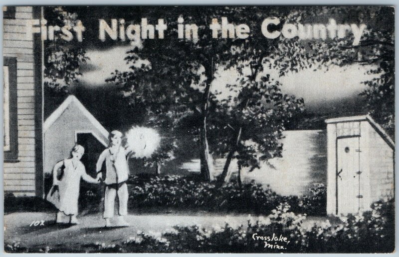 x2 LOT Cross Lake, MN First Night in Country Outhouse / Park Litho Photo PC A197