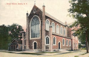 Vintage Postcard 1910's Grace Church Elmira New York N. Y.