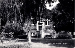 Real Photo Postcard Public Library in Harlan, Iowa