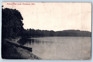 c1910's Sunset Bay Lake Side Boat Grove View Waubesa Wisconsin Posted Postcard