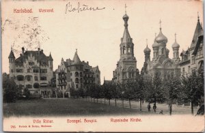 Czech Republic Karlovy Vary Westend Villa Ritter Karlsbad Postcard C126