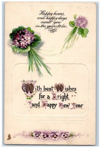 La Grande Oregon OR Postcard New Year Flowers Embossed Tuck 1917 Posted Antique