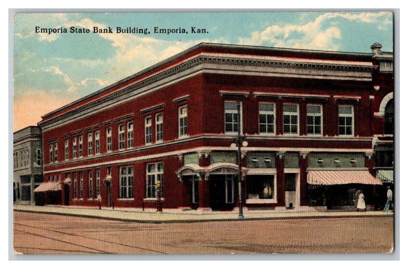 Postcard Emporia State Bank Building Emporia Kan. KS Vintage Standard View Card 