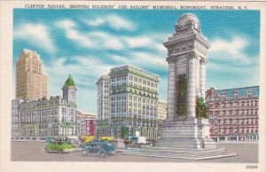 New York Syracuse Clinton Square Showing Soldiers and Sailors Monument