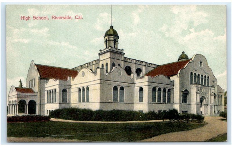 RIVERSIDE, CA California ~ HIGH SCHOOL c1907 Newman Post Card Co. Postcard