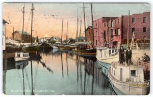 1914 SALISBURY MD BOAT HARBOR LOUIS KAUFMANN BALTIMORE ANTIQUE POSTCARD