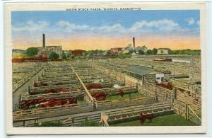 Union Stock Yards Wichita Kansas 1951 linen postcard
