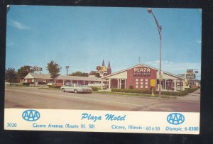 CICERO ILLINOIS PLAZA MOTEL OLD CARS VINTAGE ADVERTISING POSTCARD