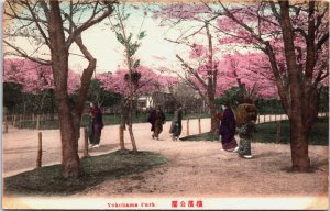 Japan Yokohama Park Hand Tinted Postcard C081