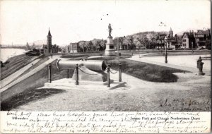 Vintage Postcard- Juneau Park & Chicago Northwestern Depot- Milwaukee, WI- KM9