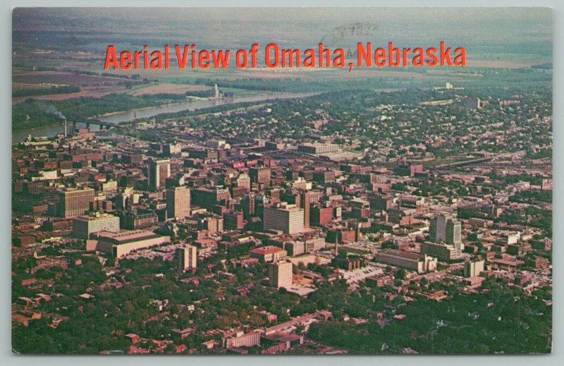 Omaha Nebraska~Aerial View of City~Vintage Postcard