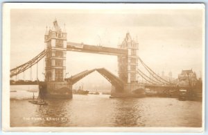 c1910 London, England Tower Bridge RPPC Lift Raise Steamship Real Photo PC A135