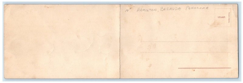 c1905 Fold Out Panorama Hamilton Bermuda Bird's Eye View Unposted Postcard