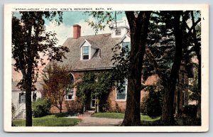 Bath Maine~Governor William Kings Stone House~Tichnor Vintage Postcard