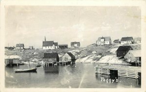 RPPC Postcard; Peggy's Cove Nova Scotia Canada Fishing Shacks Houses & Church