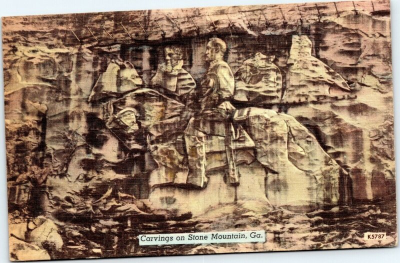 postcard Georgia - Carving on Stone Mountain