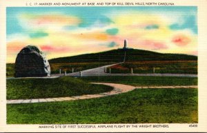 North Carolina Monument and Marker At Base and Top Of Kill Devil Hills