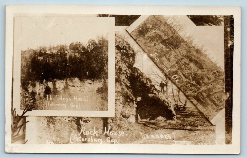 Postcard WV Petersburg Gap Grant Co Hogs Head Fox & Ox Rock House RPPC Photo U8