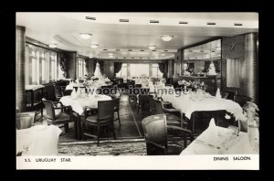 LS2454 - Blue Star Line Liner - Uruguay Star , Dining saloon - postcard