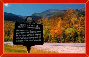 New Hampshire White Mountains First Ascent Of Mount Washingon Marker