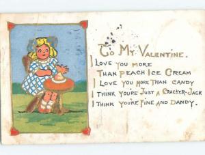 Pre-Linen Valentine GIRL EATING ICE CREAM AB2714