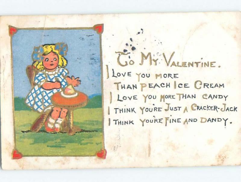 Pre-Linen Valentine GIRL EATING ICE CREAM AB2714