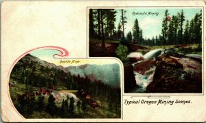 Typical Oregon Mining Scenes Quartz Mine Hydraulic Mines UDB Vignette Postcard