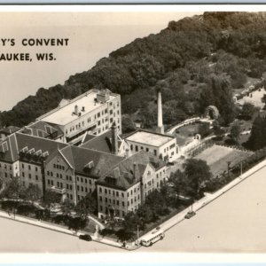 c1910s Milwaukee, Wis. Birds Eye RPPC St. Mary's Convent Cropped Real Photo A131