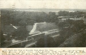 1905 Sioux  City Iowa Birdseye View Riverside Park railroad Postcard 26-274