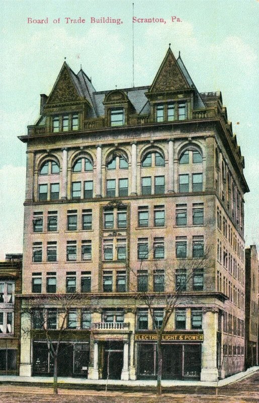 SCRANTON PA BOARD OF TRADE BUILDING ANTIQUE POSTCARD