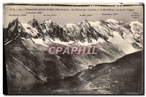 Old Postcard Chamonix chain needles and Mont Blanc seen from the Flegere