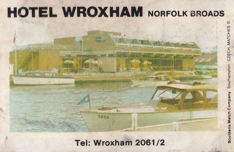 Hotel Wroxham Waterfront Broads Norwich Norfolk Pub Old Matchbox Label