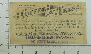 1870's-80's C. H Remer Japan & China Tea Store Coffee Boy Blowing Coals P93