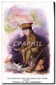 Old Postcard Fantasy Illustrator Child militaria I & # 39m longing for the de...