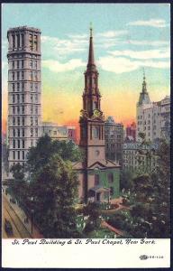 St Paul Bldg & Chapel New York NY unused c1910's