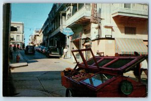 San Juan Puerto Rico Postcard Typical Street Selling Scene 1963 Vintage