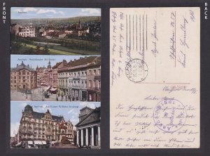 Aachen Germany Multiview Stadttheater Wilhelm Denkmal 1915 WWI Feldpost postcard