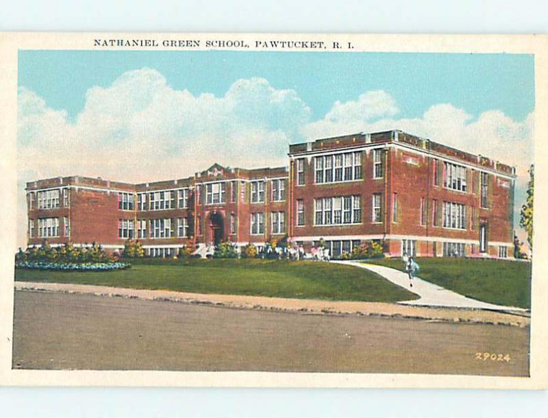 Unused W-Border NATHANIEL GREEN SCHOOL Pawtucket Rhode Island RI p0227