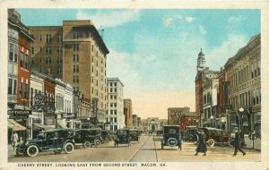 Macon Georgia Autos Cherry Second Teich railroad tracks 1924 Postcard 21-10903