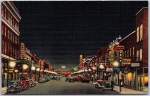 Howard Street Hibbing Minnesota MN Modern Shop and Stores Night View Postcard