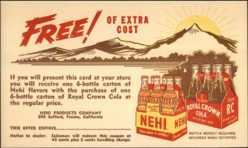 Nehi & Royal Crown Cola Soft Drink Beverage Adv Postcard