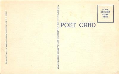 NOBSKA LIGHT Woods Hole, Cape Cod, MA Lighthouse c1940s Linen Vintage Postcard 