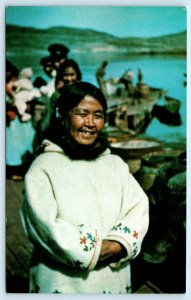 NUTAK, NORTHERN LABRADOR Canada ~ Eskimo Woman ARRAK Parka c1960s  Postcard
